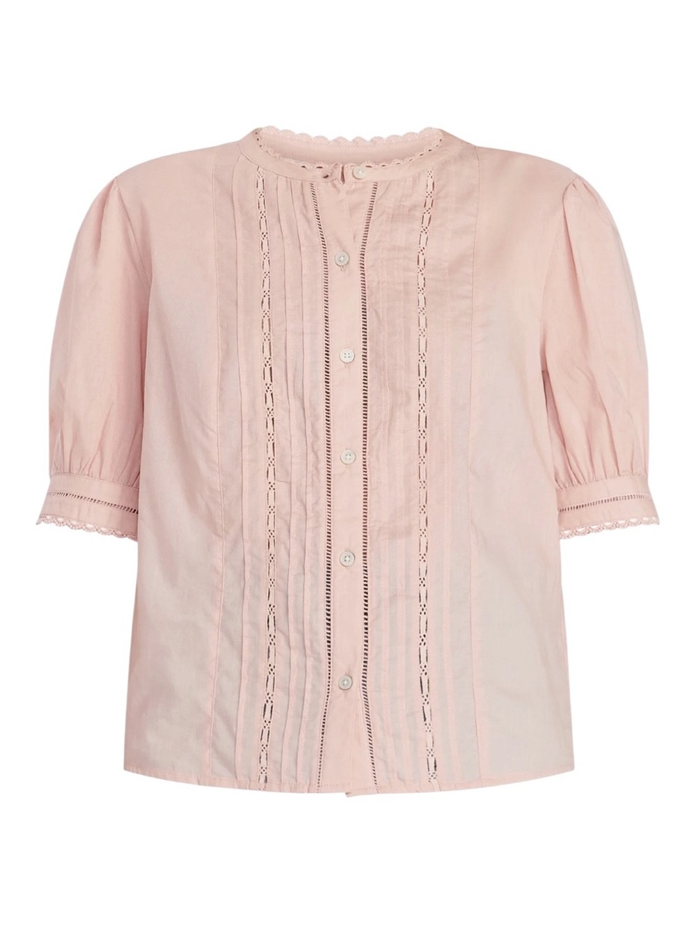 Time and Tru | Blush Pink Puff Sleeve Blouse Sz M EUC - Picture 3 of 9